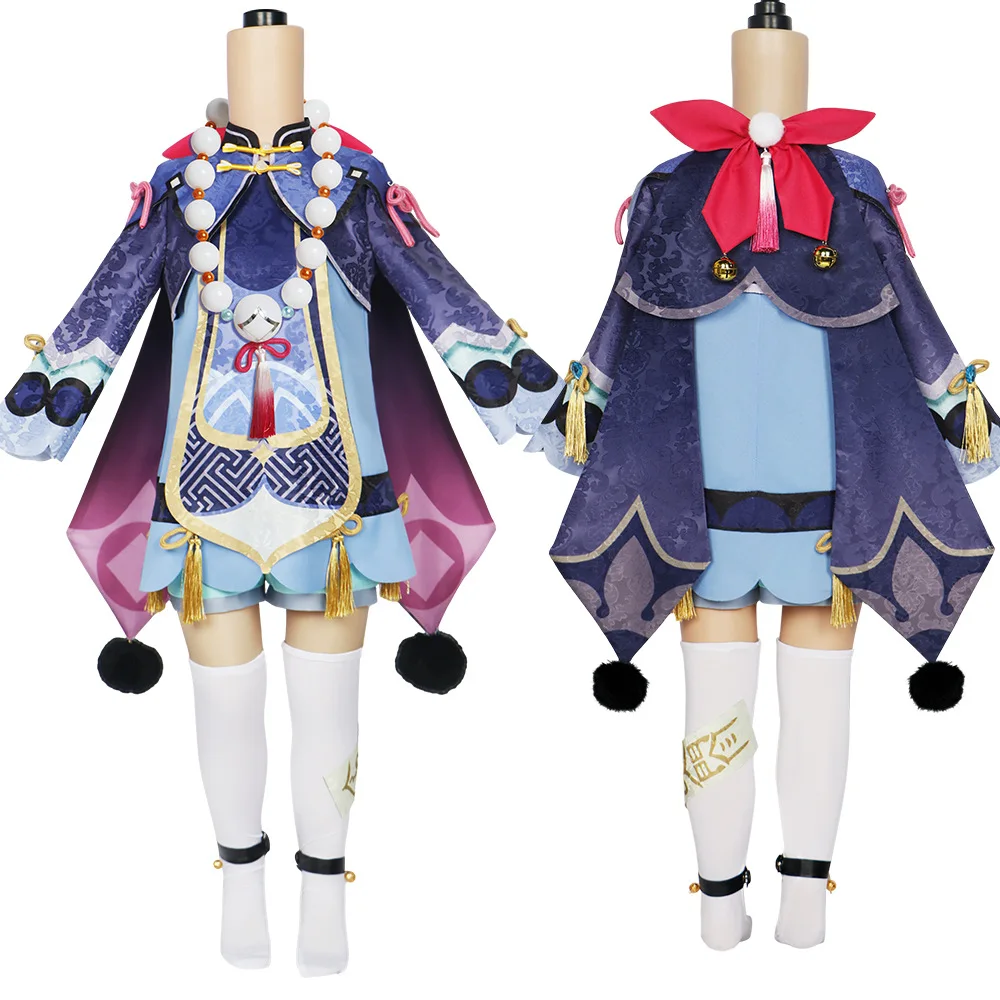 Genshin Impact Qiqi Cosplay Kostuum Met Hoed Volledige Set Chinese Zombie Meisje Jurk Halloween Kostuums voor Vrouwen Pak Pruik