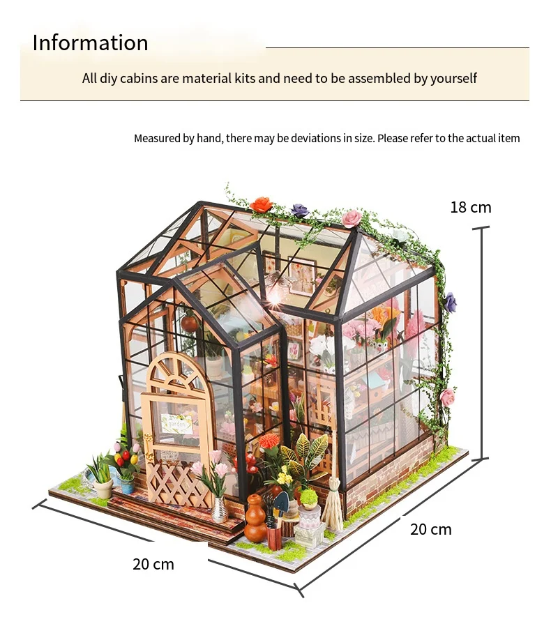 2-in-1 DIY Jenny Blumenhaus & Traumgarten 3D Holzpuzzle - 2 Miniatur-Bausätze Desktop-Deko Kreatives Geschenk für Sie