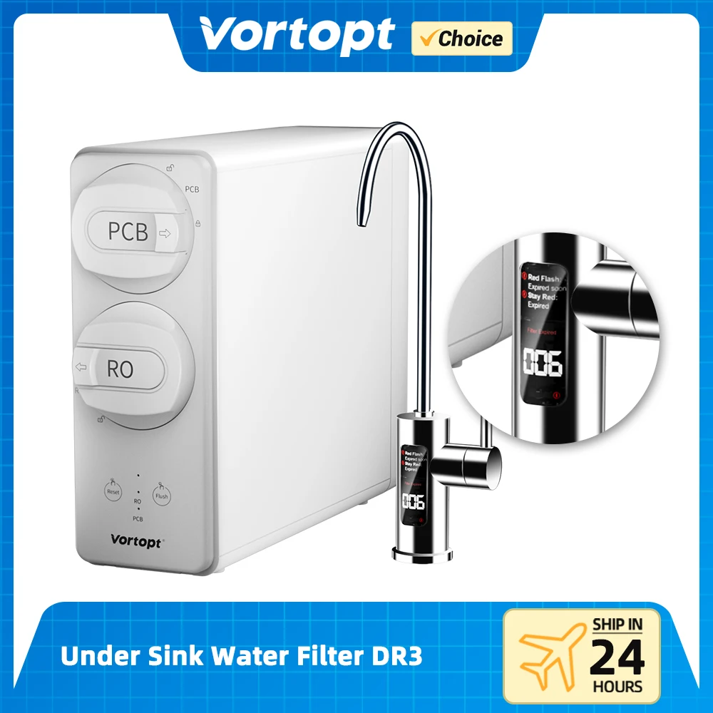 

Vortopt Reverse Osmosis Under Sink Water Filter DR3 600 GPD RO Water Filter 7 Stage Tankless Water Purifier for Drinking