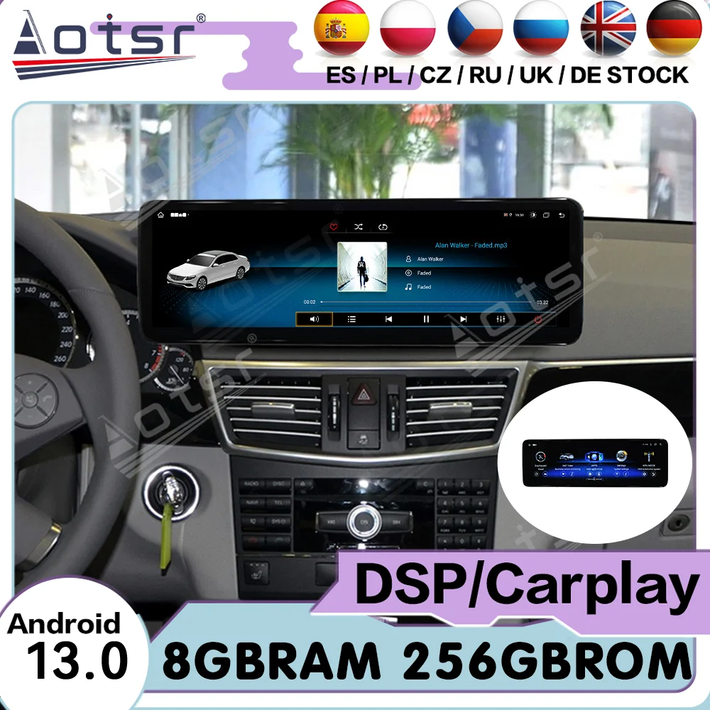 14.9'' LHD RHD Multimedia Android 13 Auto Carplay For Mercedes-Benz E 2009~2012 GPS Navigation Car Radio Receiver Head Unit