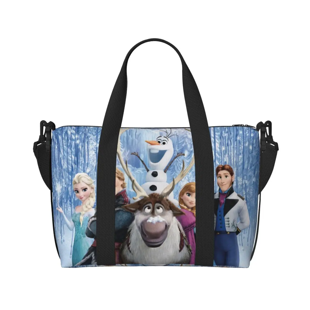 Custom Olaf Seve Kristoff Hans Wallpaper Tote Bag Women Large Capacity Frozen Beach Gym Shoulder Travel Bag