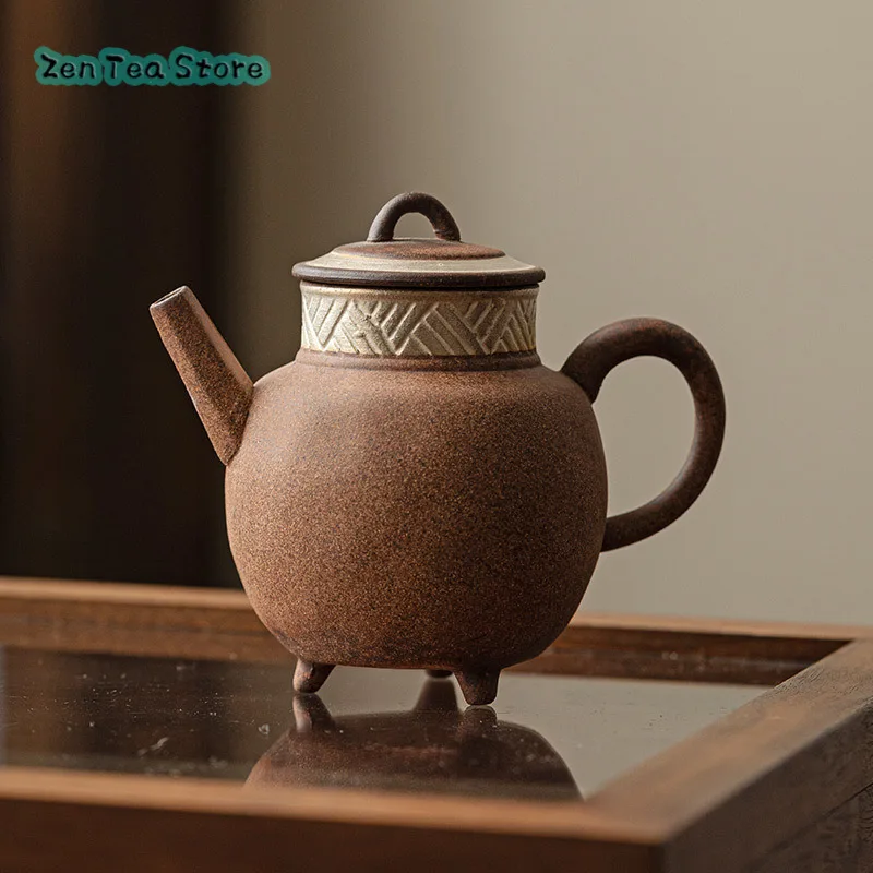 Hand-painted Silver Old Clay Three-legged General Pot Small Teapot Single Pot Household Clay Pot High-grade Tea Infuser