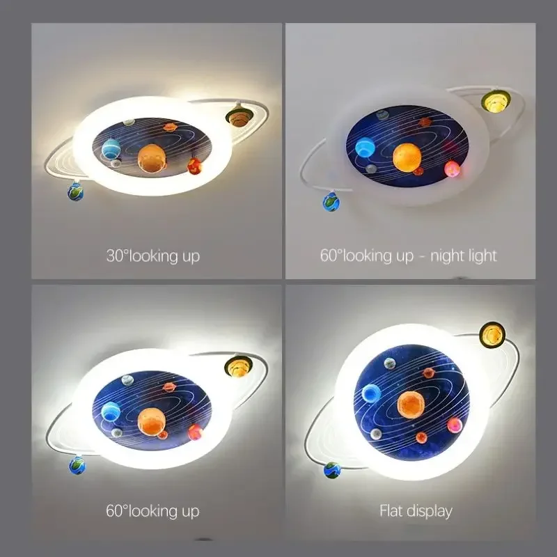 Full Spectrum Space Planet Ceiling Lamp Eye Protection Creative Simple Led Lighting for Children\'s Room Boy\'s Bedroom Home Decor