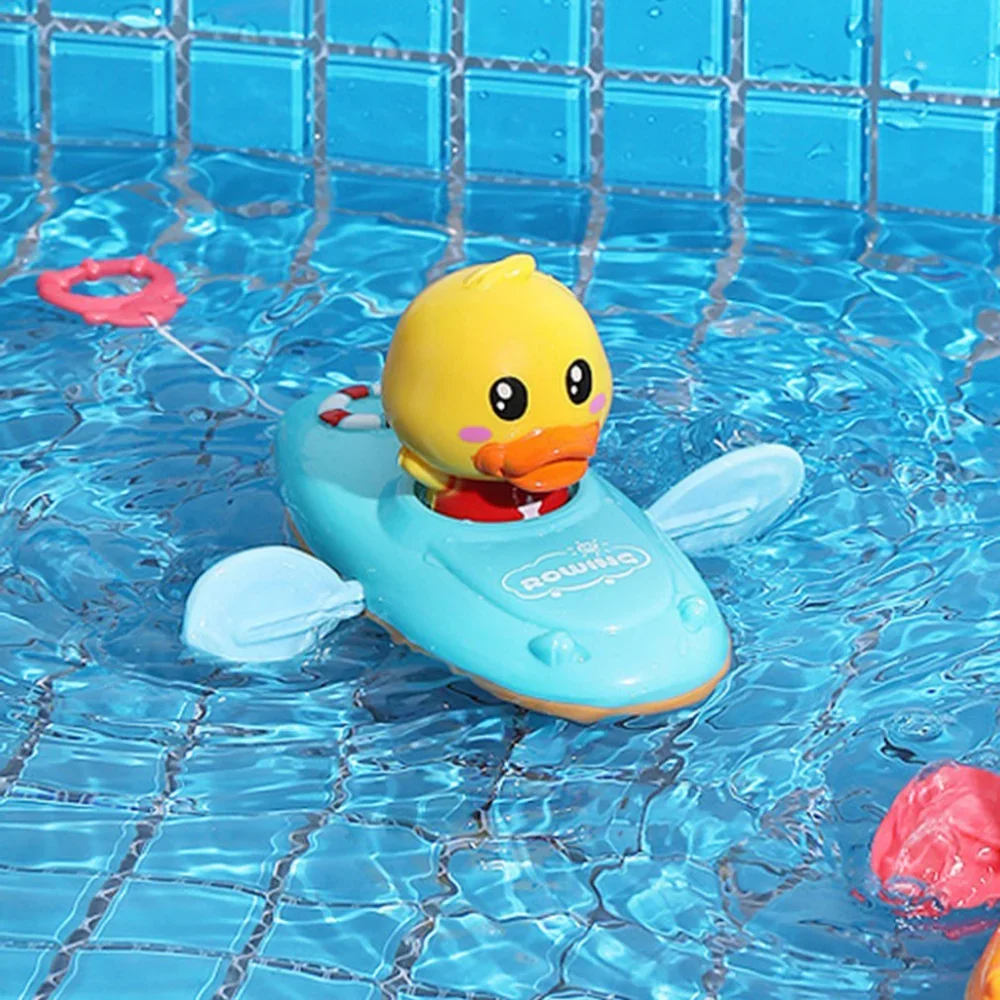 

Summer Baby Water Playing Toy Rowing Baby Yellow Duck Floating Ducklings Toy Children's Bathroom Chain Beach Pull Toy