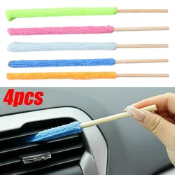 Microfiber Car Detail Cleaning Brush Long Handle Air Conditioner Blind Narrow Dust Collector Stick Auto Wash Cloth Brushes Tool