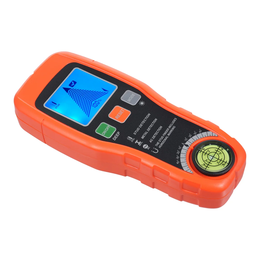 7-in-1 Handheld Wall Detector Stud Metal Wood AC Wire Finder With Backlit LCD Display Audio Alarm And Built-in Level Tool