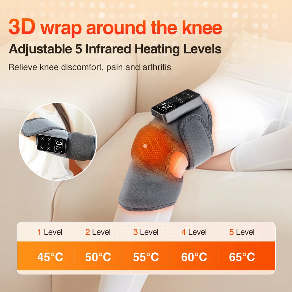 Electric Knee Massager 3 Levels Vibrations Hot Compress Shoulder Elbow Massage Knee Support Brace Knee Protection Knee Pad