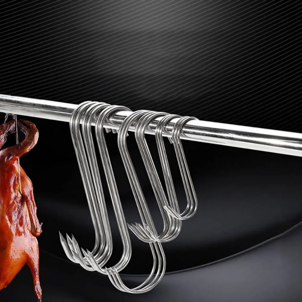 

10 шт. крючки для мяса из нержавеющей стали, острые подвесные крючки для мясников, барбекю, курительного барбекю, сушильного гриля, крючок для мяса, крючок для гриля