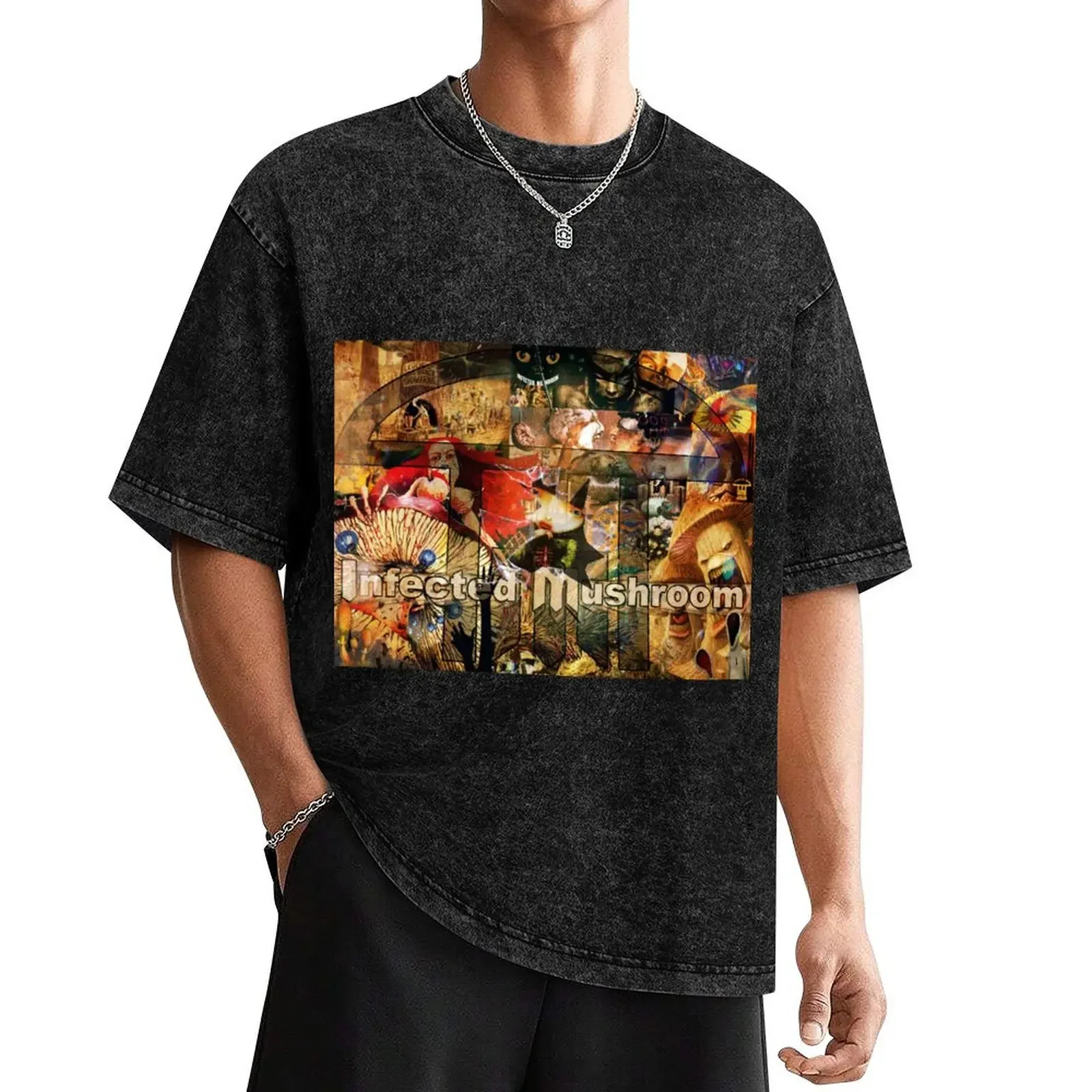 Infected Mushroom Collage T-Shirt summer tops sweat plain black t shirts men