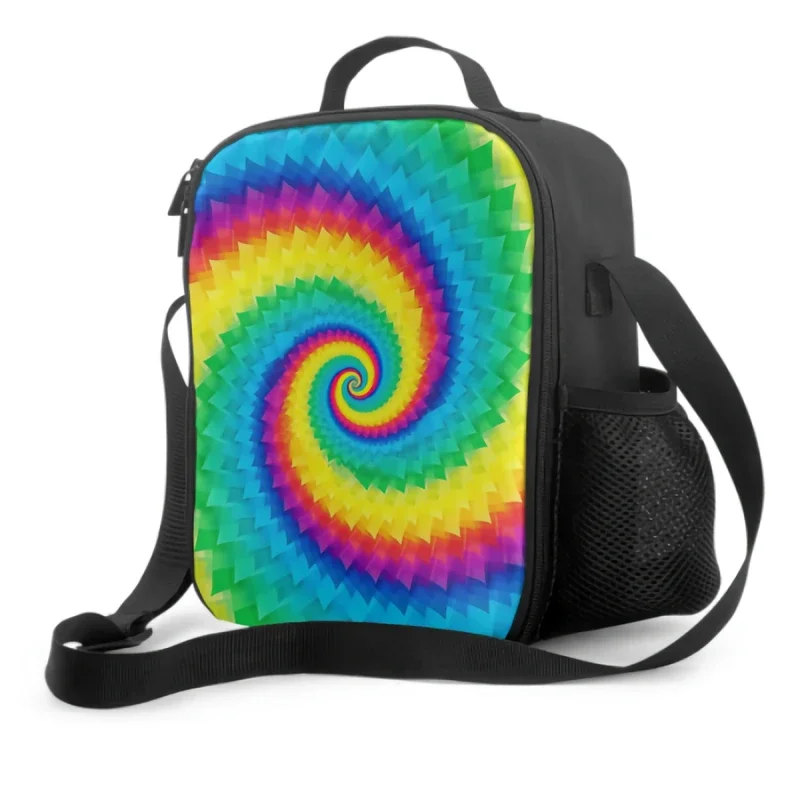 Abstract Swirl Colorful Energetic Lunch Box Insulated Meal Bag Dye Painting Lunch Bag Food Container for School Travel Picnic