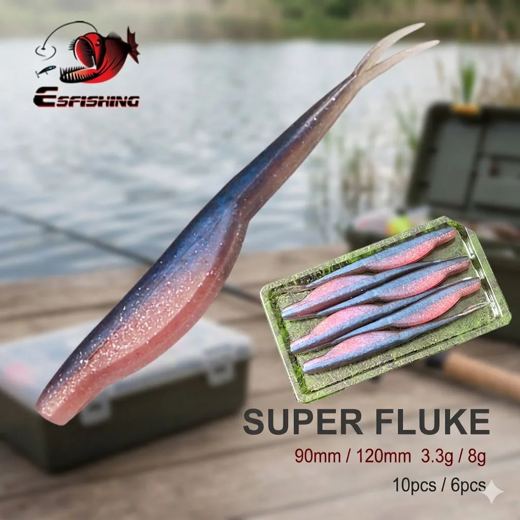 ESFISHING fishing Super Fluke 90mm 120mm Minnow Isca Fishing accessories Gulp Leurre Souple Pesca
