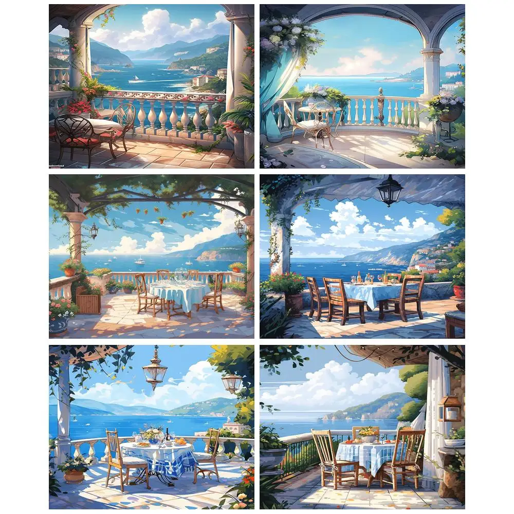 

GATYZTORY Frame Painting By Number Kits Island Landscape Picture By Numbers Paints On Canvas Diy Crafts Wall Art 60x75cm