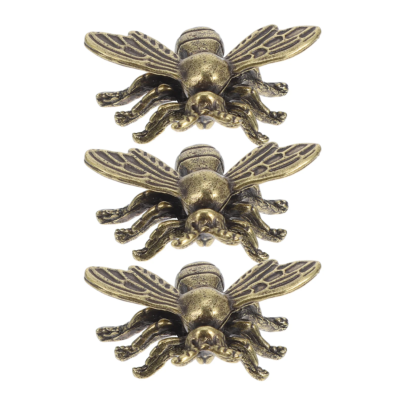 

3pcs Decorations Mini Brass Bee-Shaped Statues Home Office Desk Living Room Shelf Gold Figurines Ornament For Wine