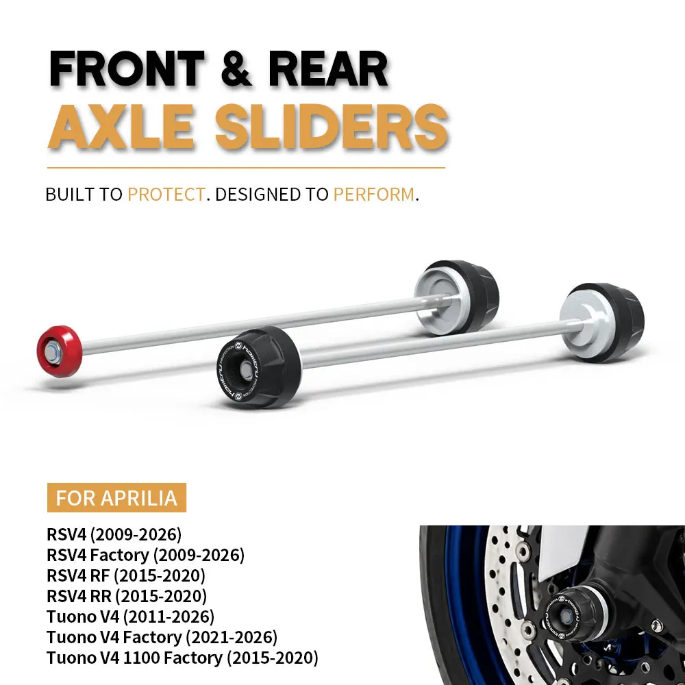

Motorcycle Front Rear Wheels Proetct For Aprilia RSV4 Tuono V4 2009-2026 Front Axle Rocker Arm Fork Crash Slider