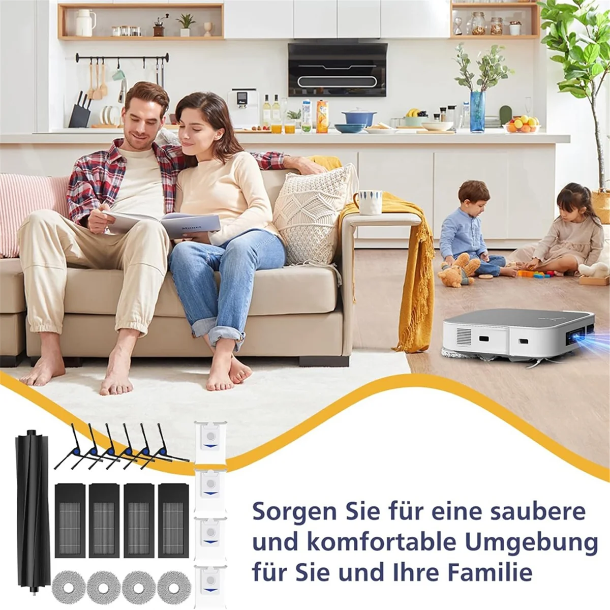 แปรง HEPA กรองฝุ่นสำหรับ X2 Ecovacs deebot omni/ X2/ X2 Pro แปรงหลักด้านข้างหลักอะไหล่เครื่องดูดฝุ่นถุงกรอง HEPA ผ้ากันฝุ่น