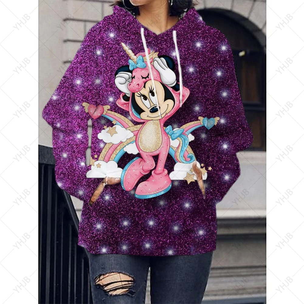 2024 Disney Mickey Mouse Women\'s Hoodie Fashion 3D Printed Sweatshirt Children\'s Long Sleeve Cartoon Animation Hoodie