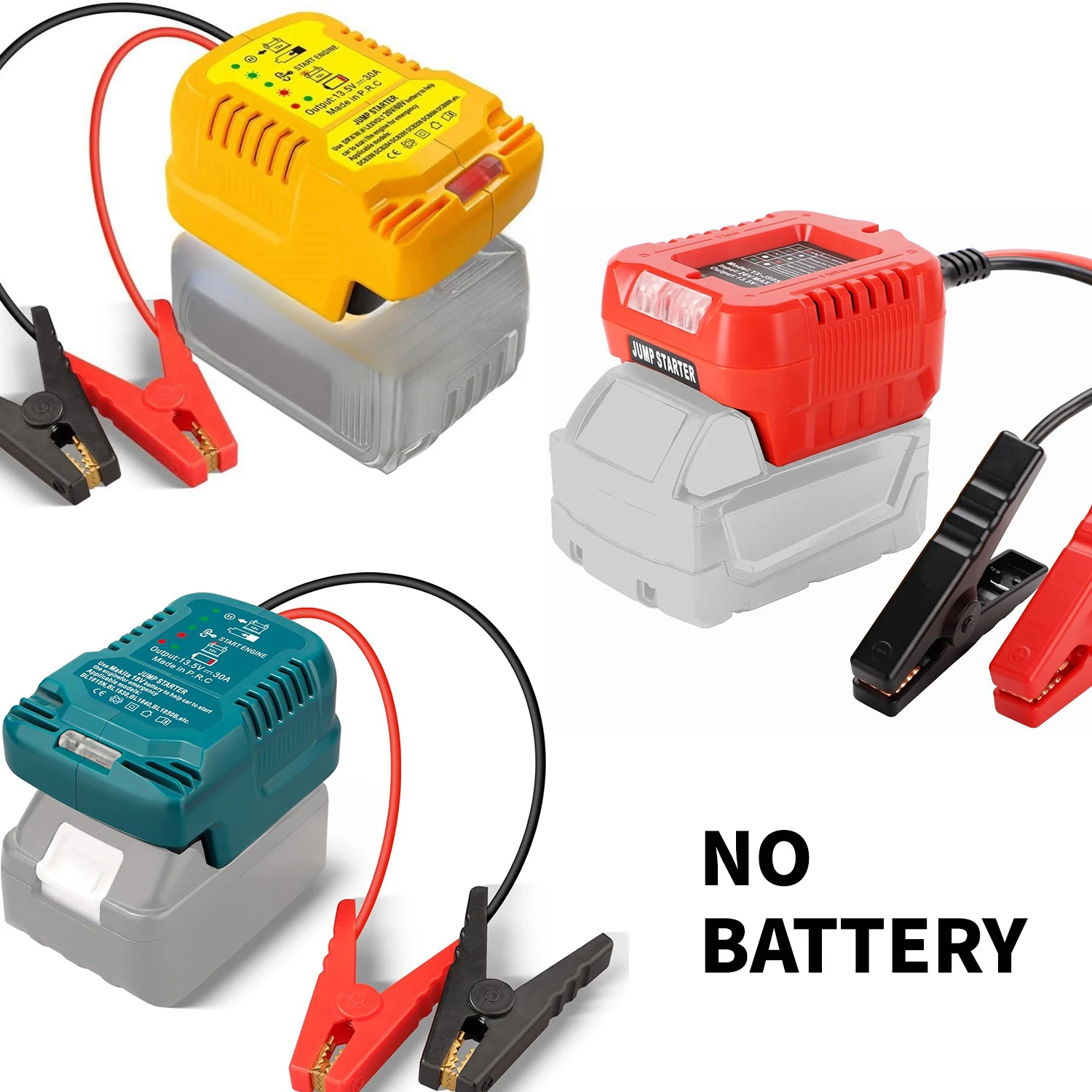 Portable Cables Adapter For Dewalt/Makita/Milwaukee 18 V Li-ion Battery 11 AWG Cable Power Battery Jump Starting Adapter