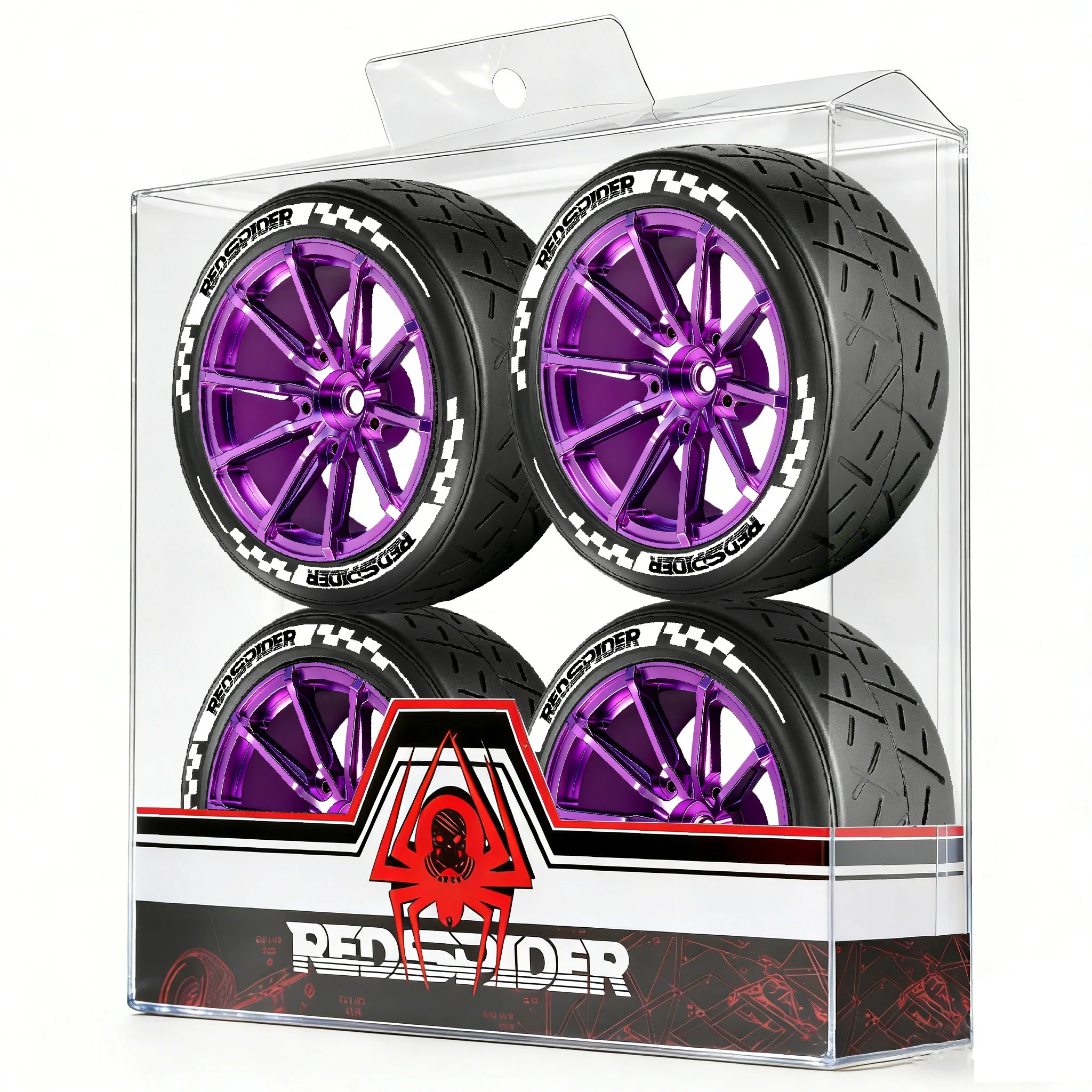 RED SPIDER 4Pcs 66mm Rubber Tire Tyre Wheel For 1/14 MJX HYPER GO 14211 Arrma 1/16 MOJAVE GROM 1/16 JJRC  RC Car Upgrade Parts