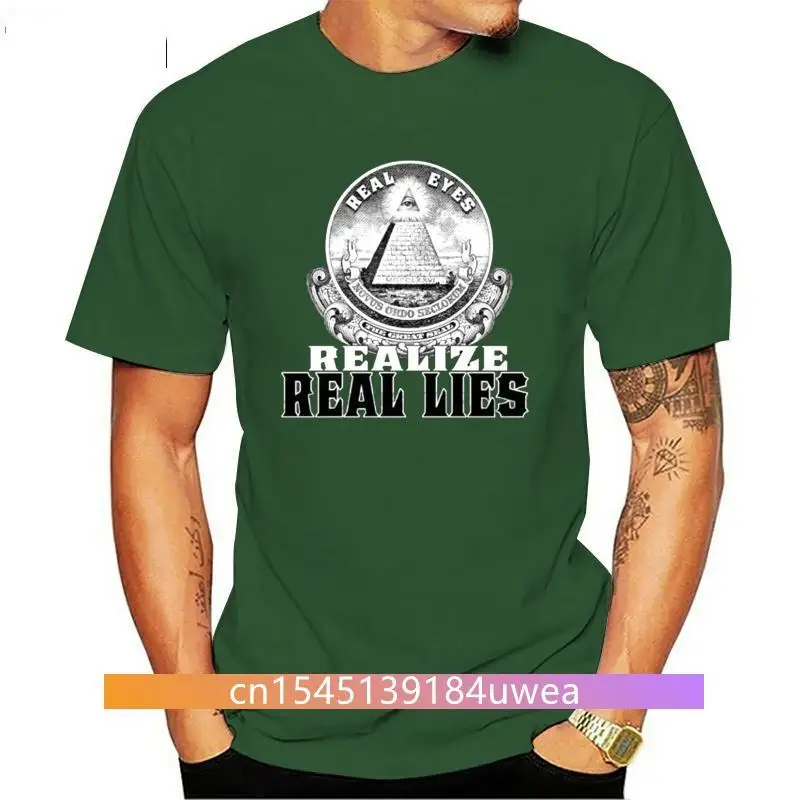

New REAL EYES REALIZE REAL LIES T SHIRT SECRET SOCIETY ILLUMINATI OWL SKULL(1)