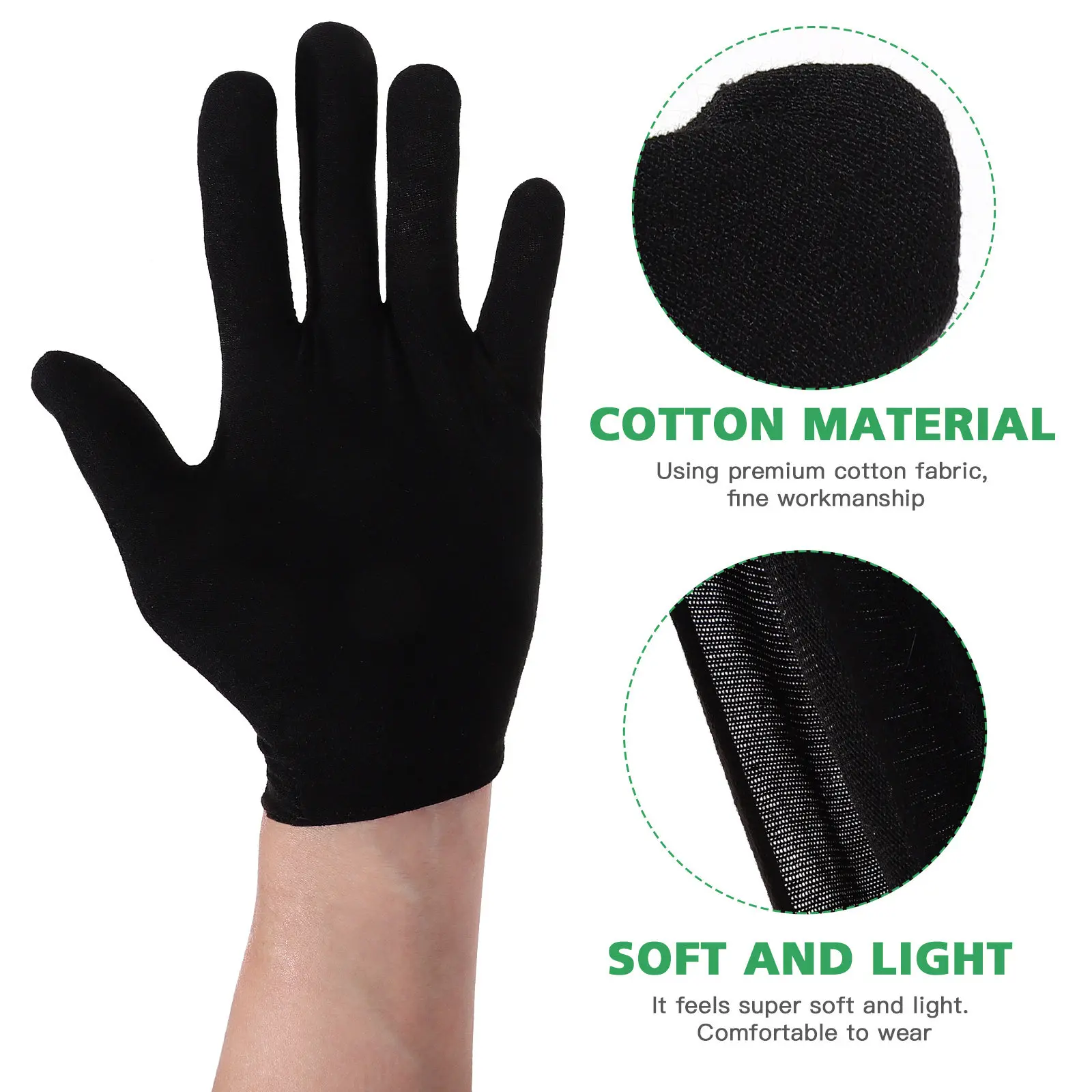 12Pairs Stretchable Cotton Gloves Lightweight Washable for Dry Hands Moisturizing Jewelry Inspection Silver Coins Etiquette