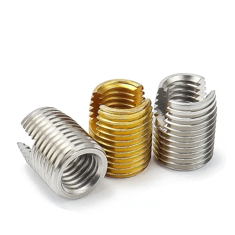 1 ~ 5 uds M2 M2.5 M3 M4 M5 M6 M8 ~ M16 inserto de reparación de rosca tuercas de manguito de tornillo autorroscantes ranuradas de acero inoxidable/galvanizado