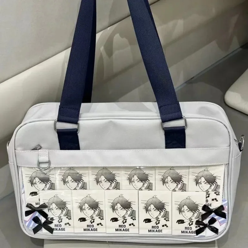 JK Itabag Large Capacity Messenger Bag, Clear Window Pin Display Shoulder Bag, Badge Collecting Pouch Style School Cosplay Gift