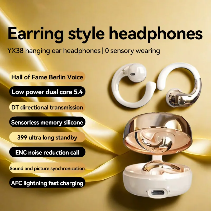 

Silnek New Fashion Earring Women Style Bluetooth 5.4 Earphone OWS Open Ear Sport Earhook ENC Noise Reduction Wireless Headphone