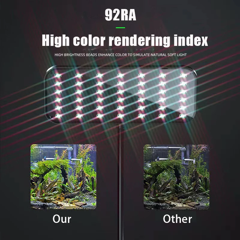 220V Aquarium LED Light Full Spectrum Water Grass High Brightness Fish Tank Aquatic Plant Clip-on Lamp Energy-saving Lighting