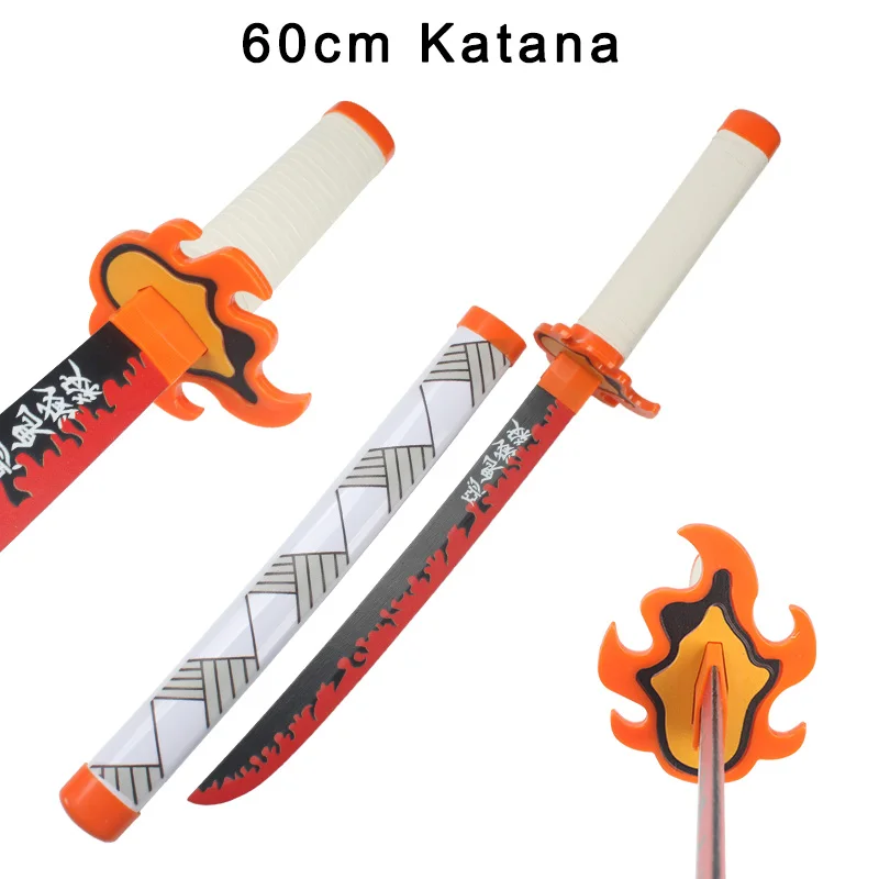 Anime Demon Slayer Katana Bamboo Toy Sword, Cosplay Weapons, Giyuu Blue Sanemi Kyoujurou, Kimetsu No Yaiba, 60cm