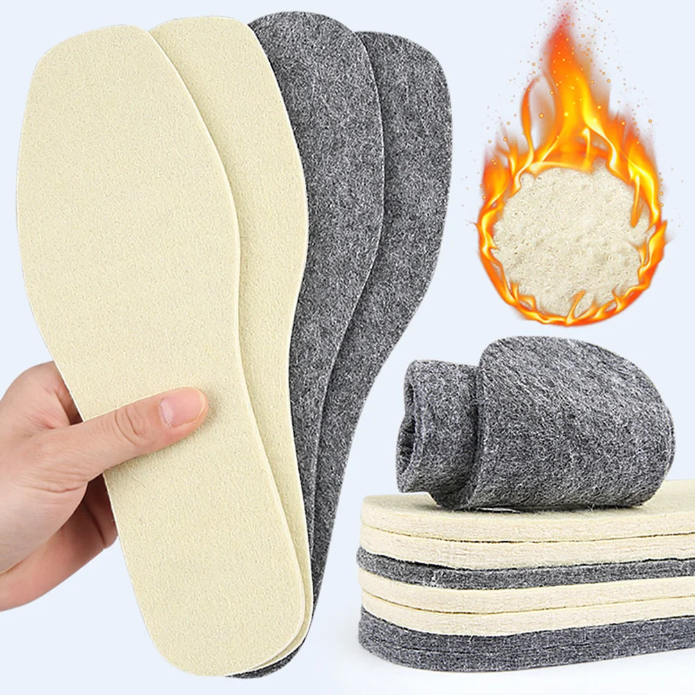 

Winter Warm Insoles Wool Shoe Inserts Comfortable Boot Insoles Moisture Absorbing Thicken Unisex Foot Care Tool