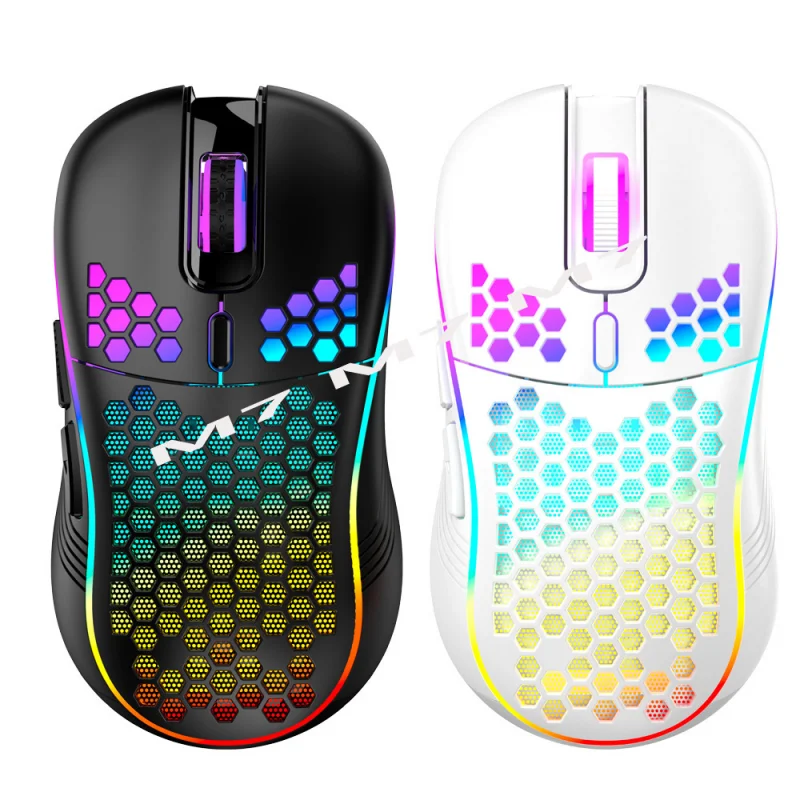 Mouse recarregável sem fio para jogos, RGB Backlight, Respirando Gamer Mice para PC, Laptop, Leve, 1600DPI