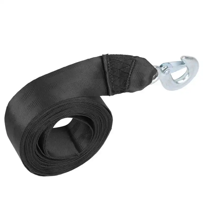 Poliéster Trailer Winch Belt, Cinta De Reboque, Alta Resistência, Fita De Mudança Marinha, Gancho Pesado, Pás De Segurança, 6m