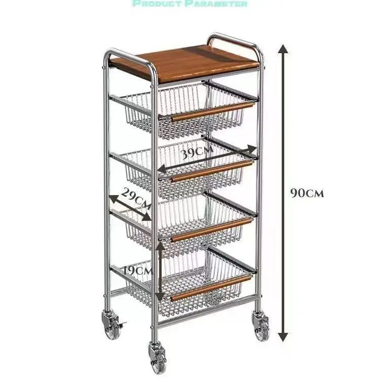 Medieval trolley living room mobile snack storage rack home retro kitchen vegetable wall shelf floor-standing