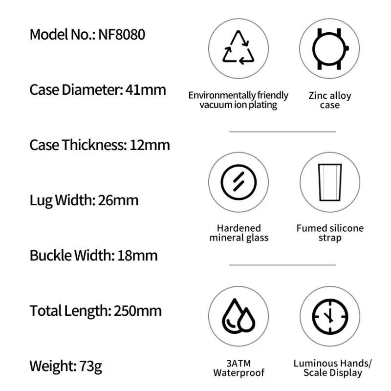 Men's Multifunctional Chronograph Silicone Strap Watch