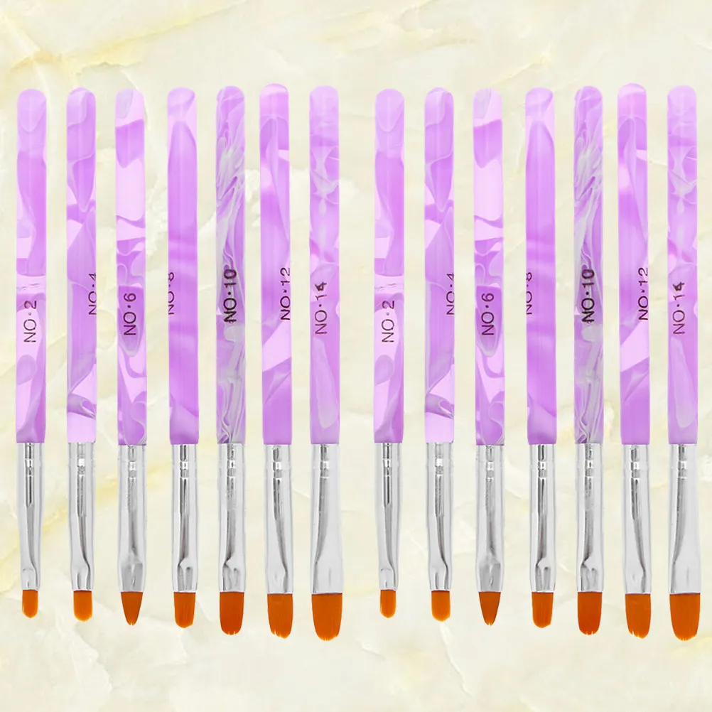 14Pcs Round Head Nail Art Brush Kit Gel Polish Application 3D Floral Pattern Builder French Nail Tips Uv Curing DIY Professional