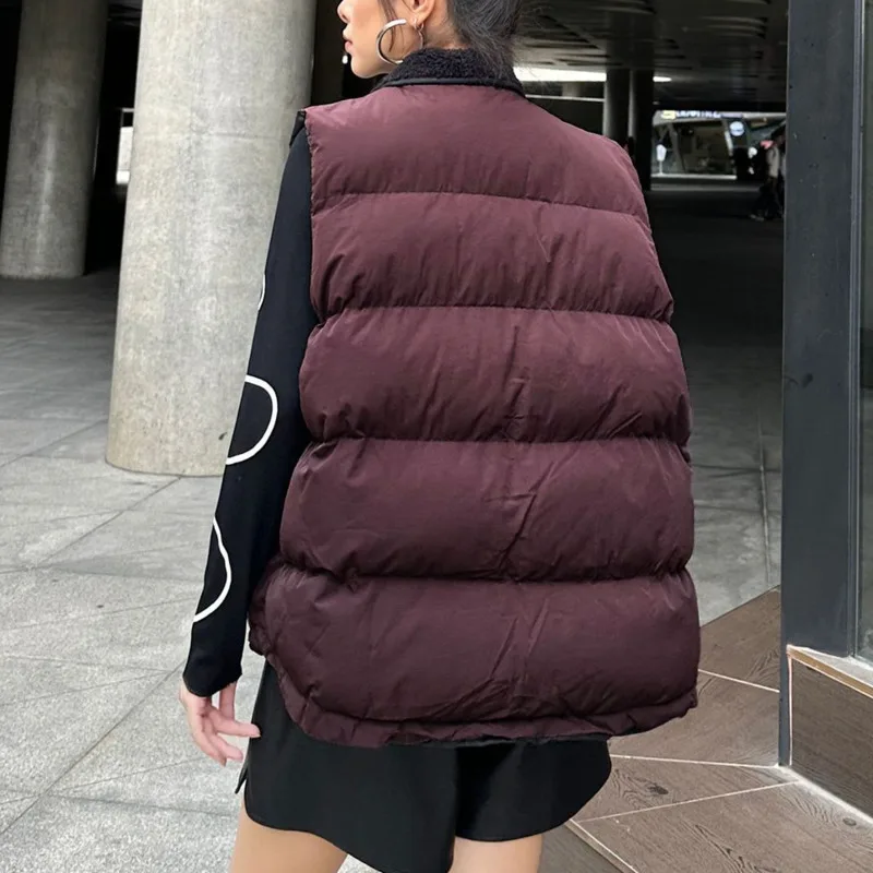 HKSH Autumn Winter New Women's Padded Waistcoat Patchwork Contrast Color Pockets Versatile Elegant Trend Ins Warm Jacket HK15181