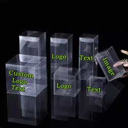 50PCS Clear PVC Packaging Boxes with Protect Film DIY Wedding Party Birthday Cup Toys Jewelry Flower Custom Logo Gift Fold Box