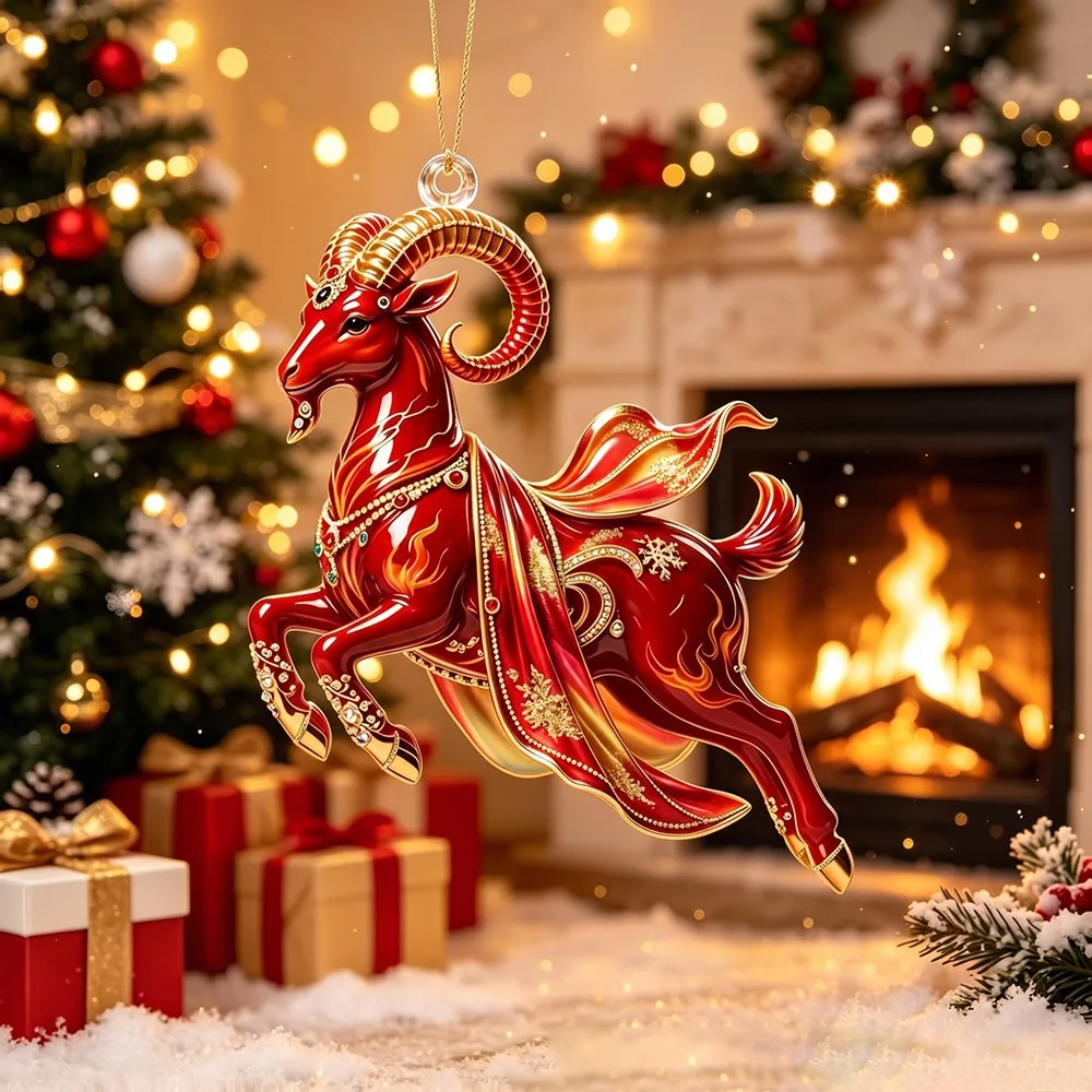 Gifts Shining Goat Hanging Ornament Galloping Goat Embossed Pattern Goat Pendant Goat Bag Charm Festive Occasions