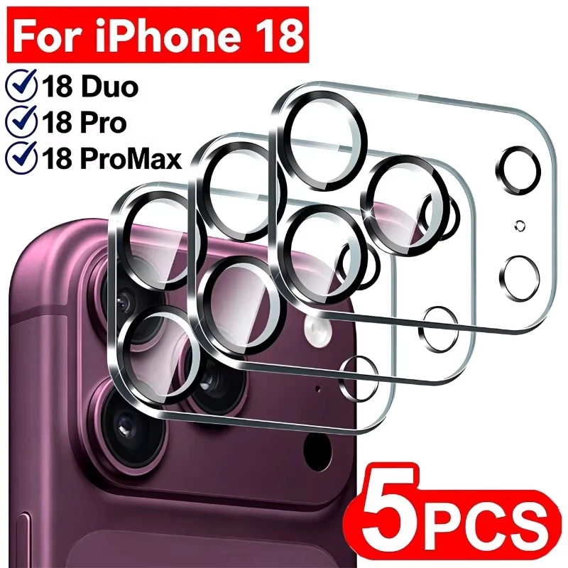 1-5Pcs Full Cover Camera Lens Protector For iPhone 18 Pro Max HD Back Camera Tempered Glass for iPhone Duo 18Duo Anti-scratch
