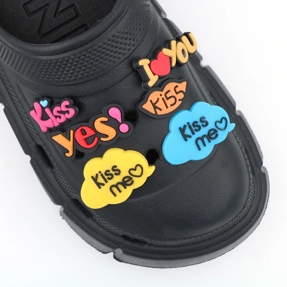 1 Piece Shoe Accessories Charms Ornament Word Pvc Pins Short Cloud Sentences Shoe Decorations New Year Gift - Detail 1