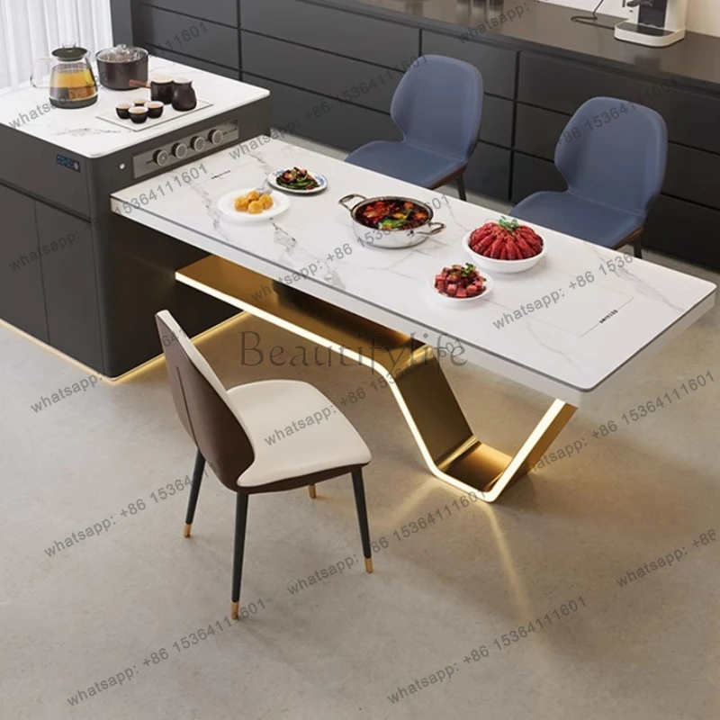 Glass Center Dining Table Modern Dressing Extending Luxury Picnic Dining Table Garden Conference Mesas De Jantar Salon Furniture