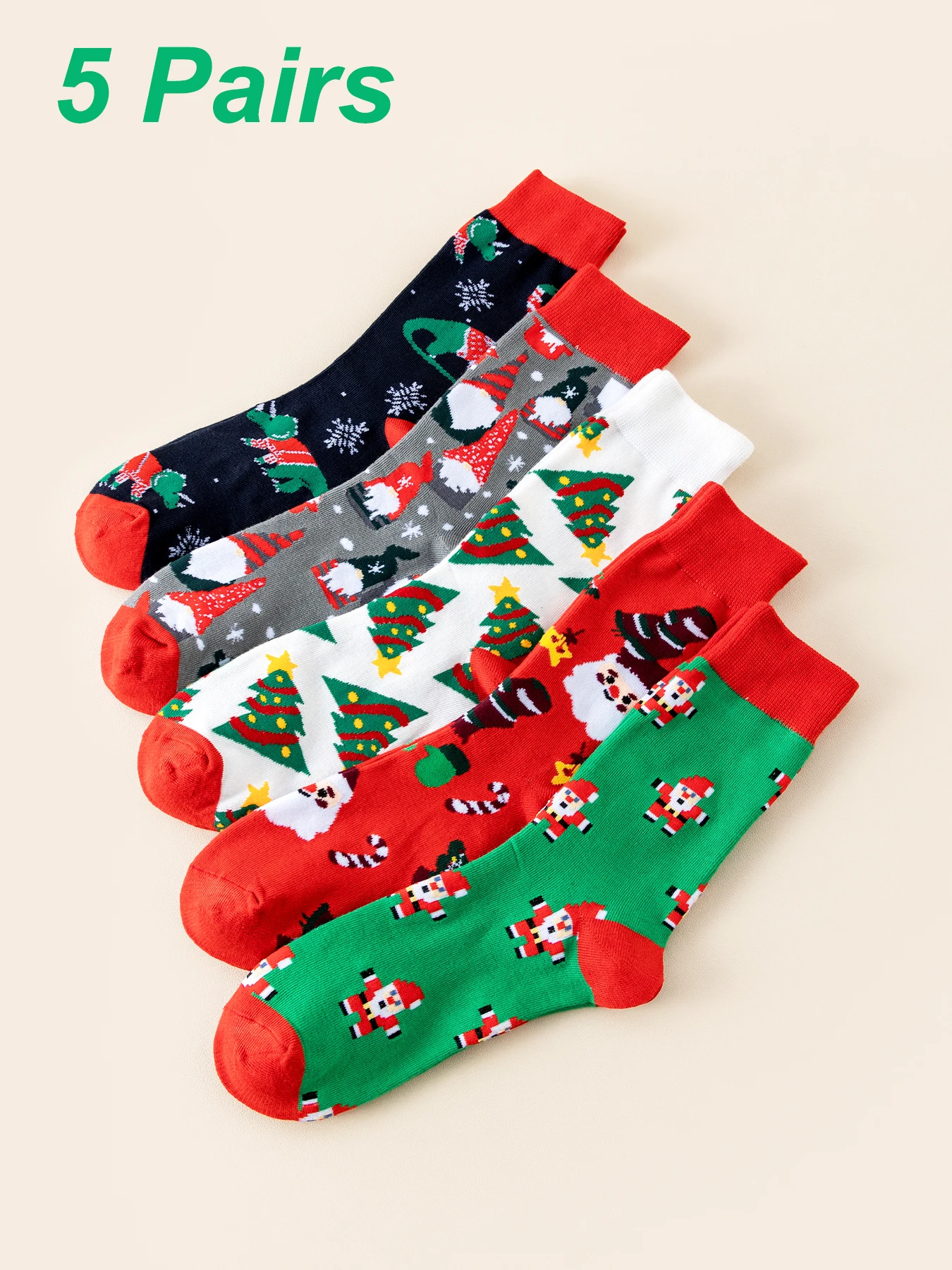 

5 пар мужских и женских осенне-зимних рождественских носков, подарки Санта-Клаусу, снеговику, Оленю