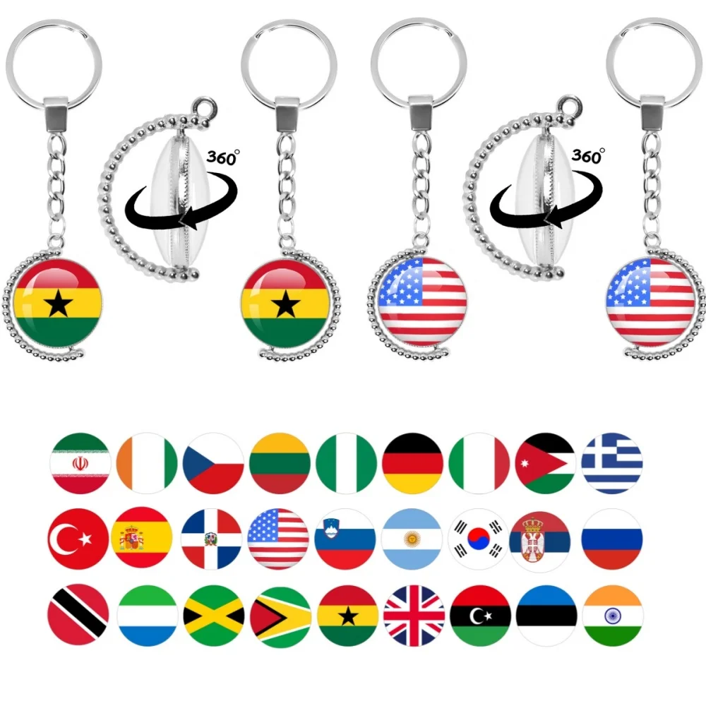 Llavero con bandera nacional, cabujón de cristal, llavero de doble cara, Trinidad, Sierra leone, Jamaica, Guyana, Ghana, Reino Unido, Lebya, Estonia, Índia