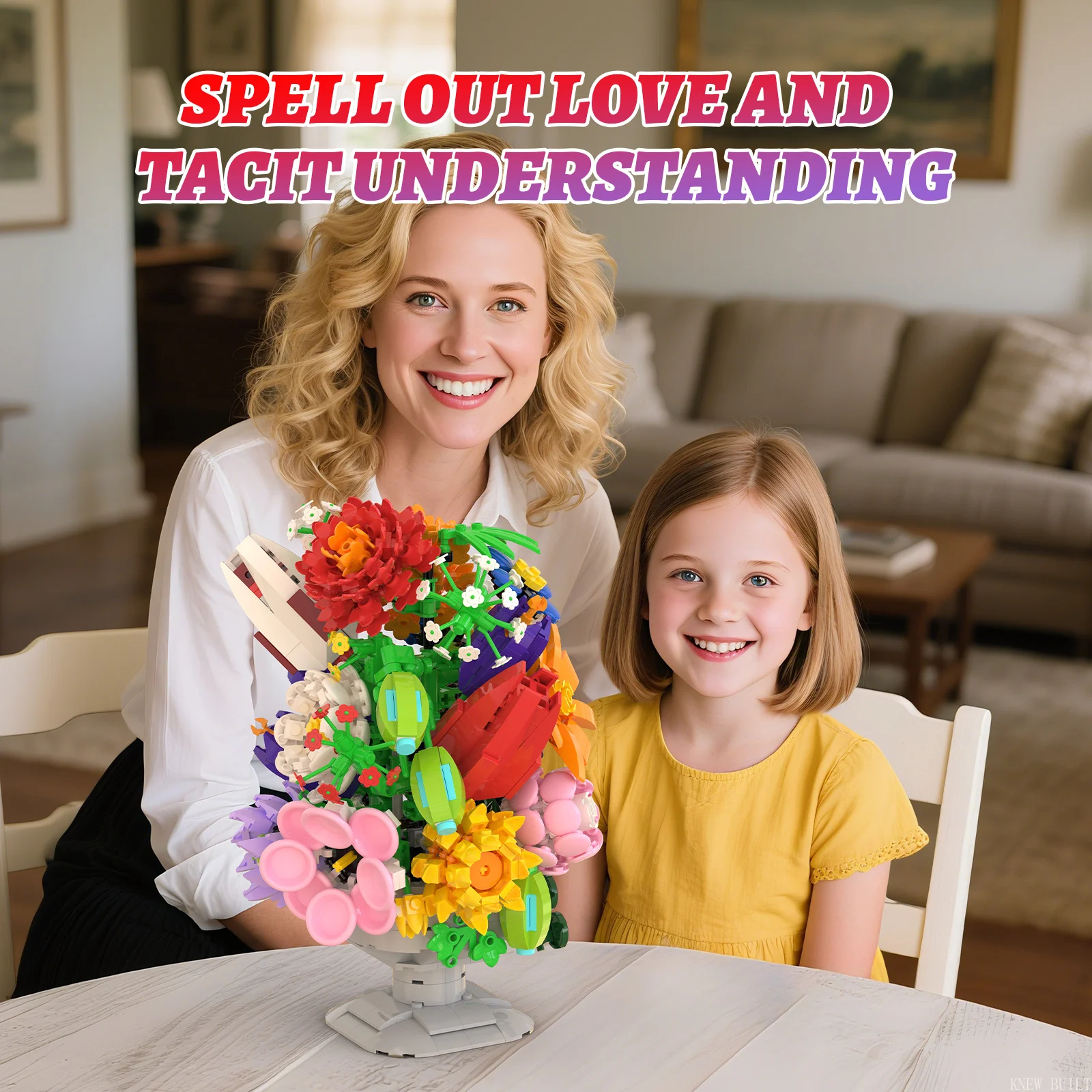 1092PCS Building Block Flower Bouquet–Valentine's Day Gift,Eternal Romantic Wedding Ornament,Elegant Home Desk Decor,Puzzle Toy
