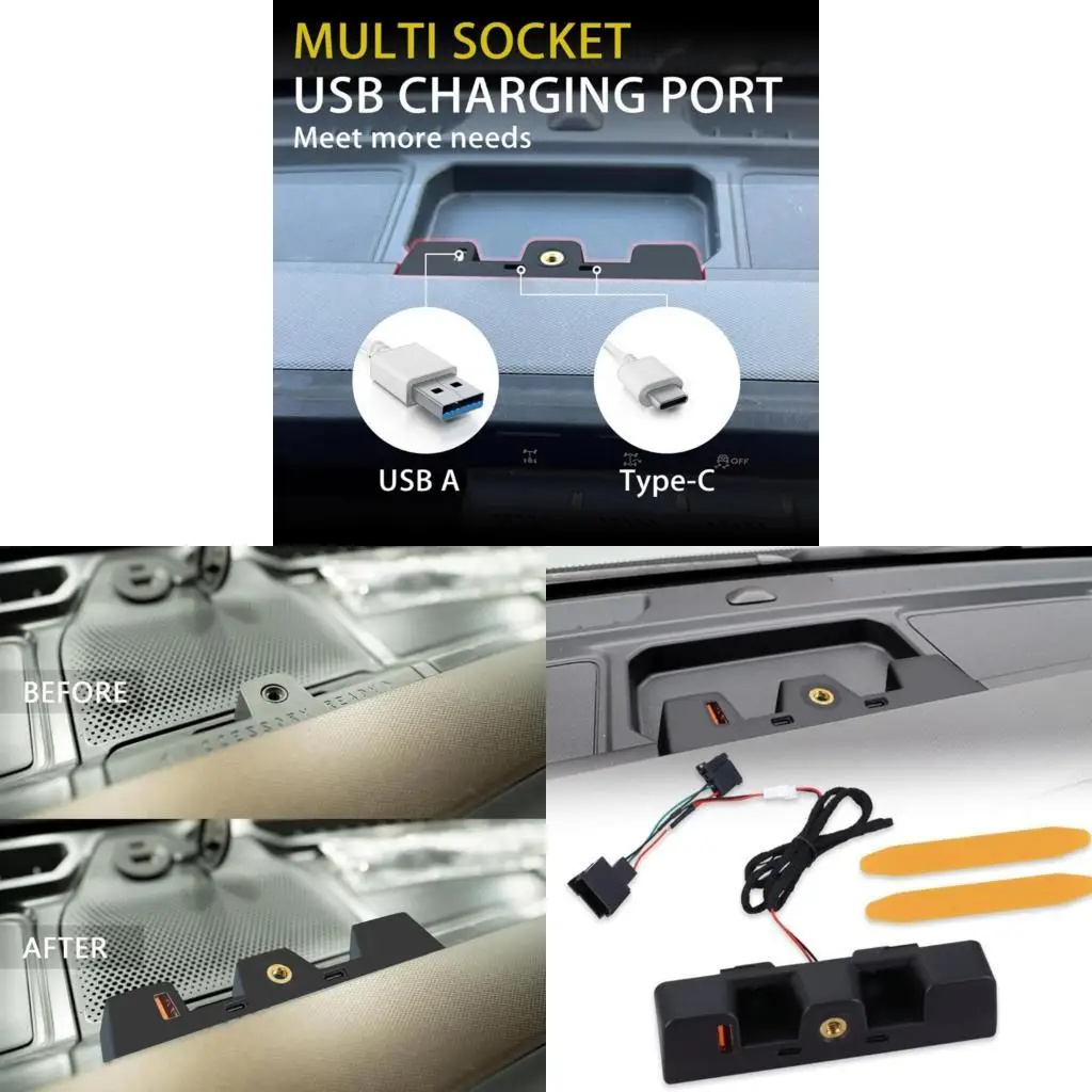 ABS Black Dashboard High Speed USB Expansion Hub Charging Station Adapter With 3 Ports For Laptop Phone Multiple Devices