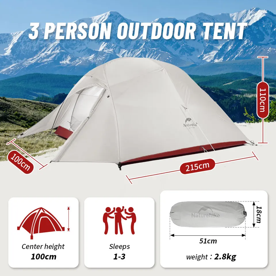 Naturehike 3人用超軽量防水テント クラウドアップ