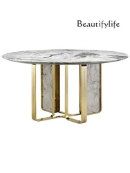 Natural Marble Luxury Stone round Table Turntable Design Coffee Table room decoration accessories