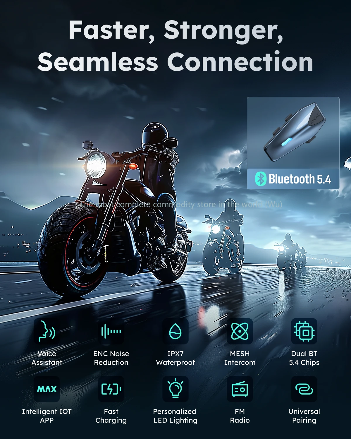 

ASMAX S1 Helmet Bluetooth Earphones Waterproof Noise Reduction Motorcycle Earphones Voice Control Bluetooth Headset Mesh Group