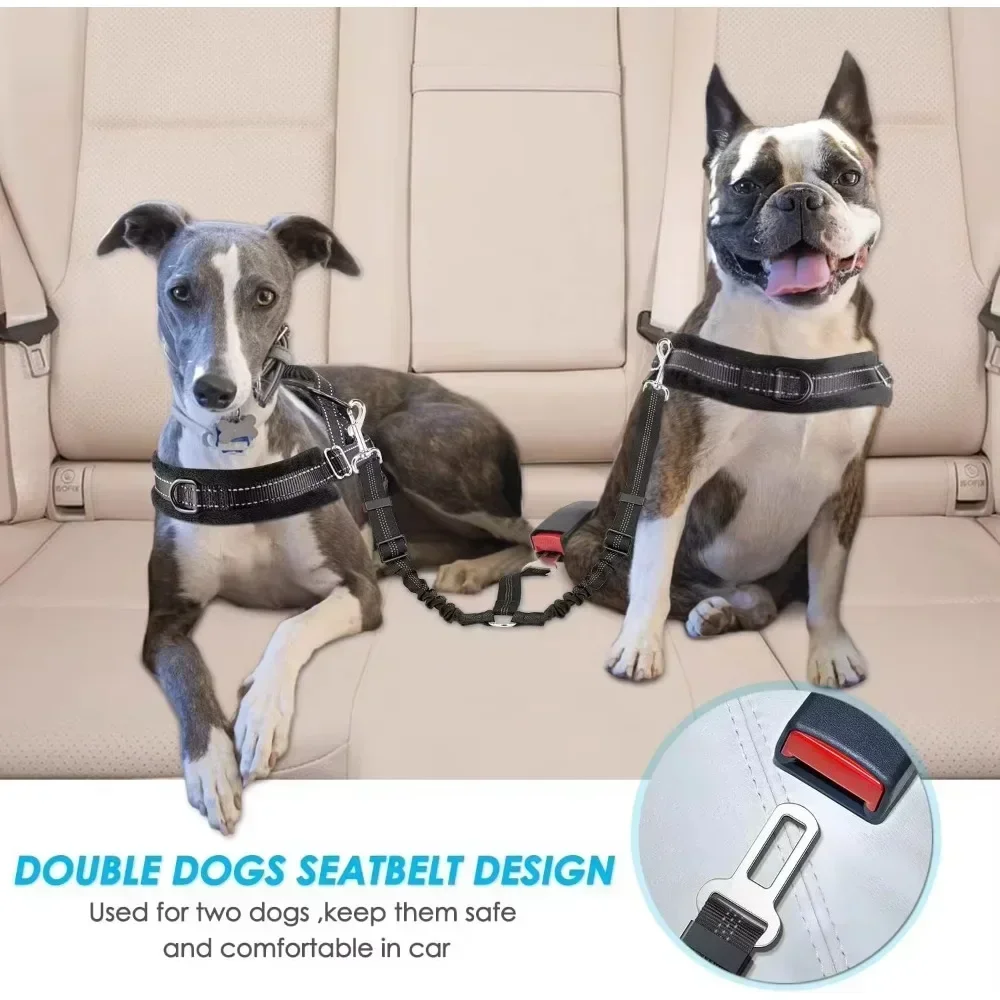 Durable Nylon Dog Seat Belt For Small Large Dogs Adjustable Reflective Elastic Lead Puppy Travel Car Safety Rope French Bulldo