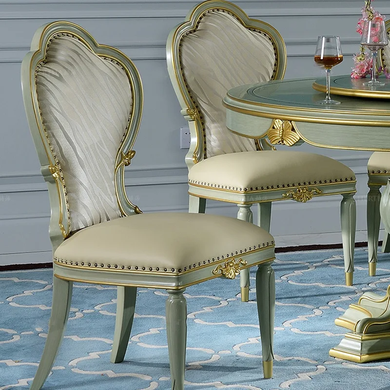 European dining table and chair combination neoclassical birch carved round dining table